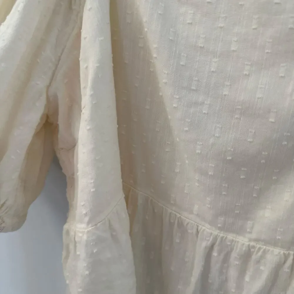 Old Navy Smocked Puff-Sleeve Textured Clip-Dot Blouse for Women XL